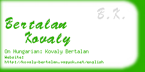 bertalan kovaly business card